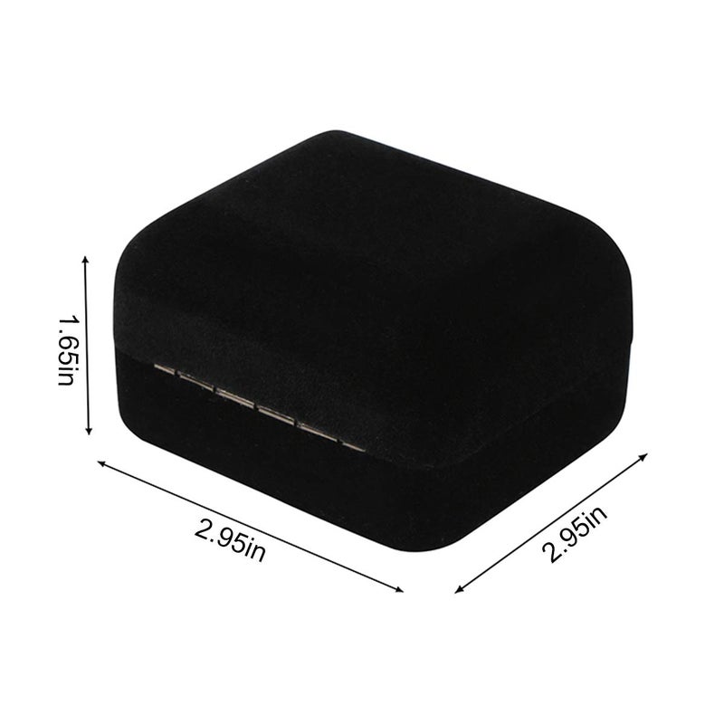 Omeet Velvet Metal Glossy with LED Pendant Box Necklace Box Couple Bracelet Box Jewelry Gift Box Case for Valentine's Day Anniversary Wedding Engagment Christmas - Black - Image 2